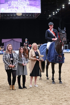 James Whitaker secures victory in the British Horse Feeds Speedi-Beet Grade C Championship with Just Call Me Henry at Horse of the Year Show